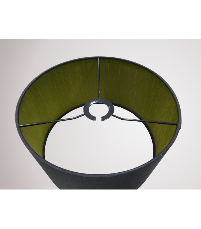 Round Cylinder, 300 x 170mm Dual Faux Silk Fabric Shade, Midnight Black, Green Olive - 8