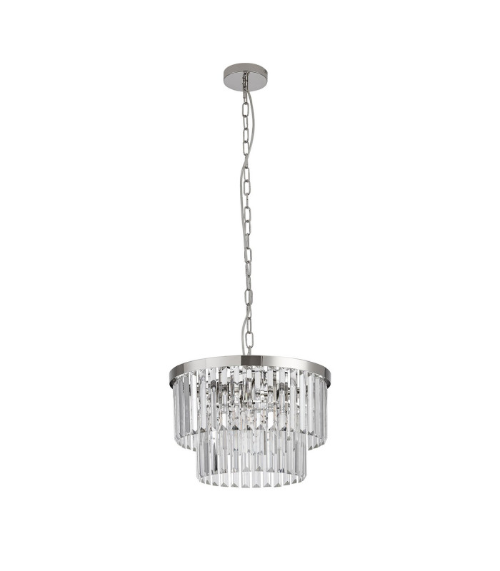 Cosette 40cm Pendant/Semi Flush 4 Light E14 Polished Nickel/Clear Crystal-4