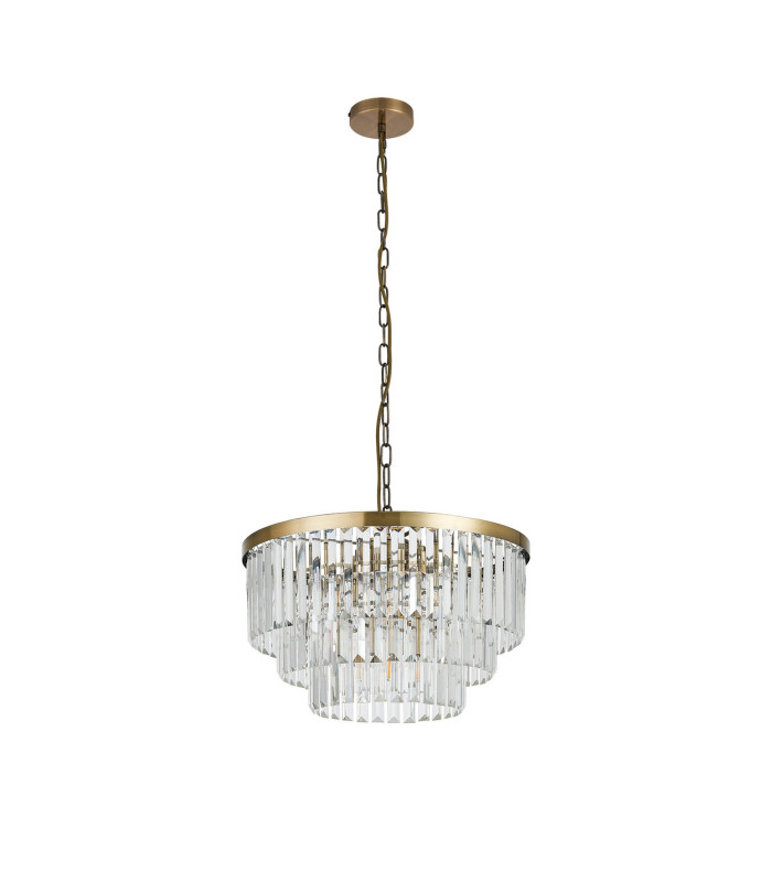 Cosette 50cm Pendant/Semi Flush 5 Light E14 Antique Brass/Clear Crystal-4