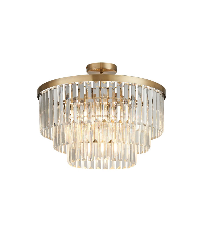 Cosette 50cm Pendant/Semi Flush 5 Light E14 Antique Brass/Clear Crystal-5