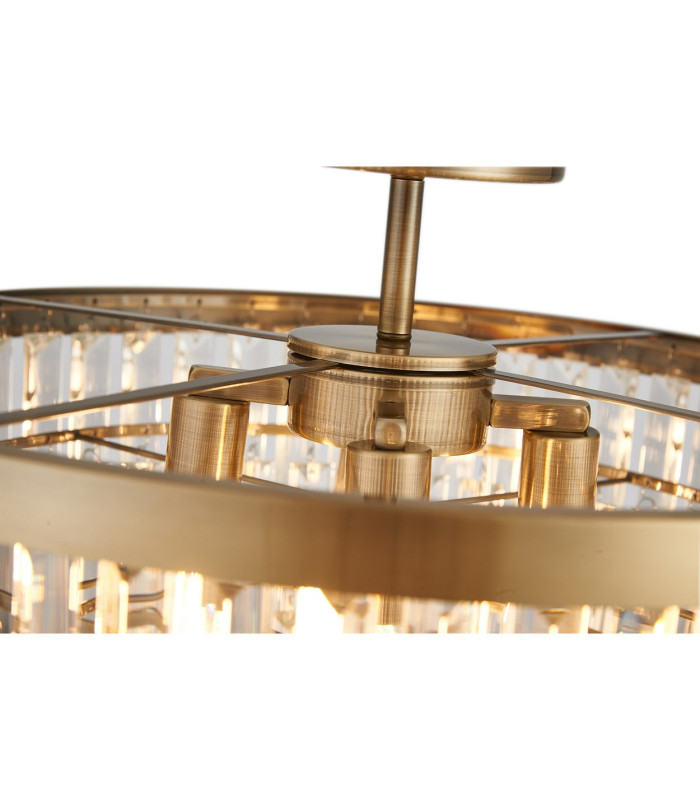 Cosette 50cm Pendant/Semi Flush 5 Light E14 Antique Brass/Clear Crystal-6