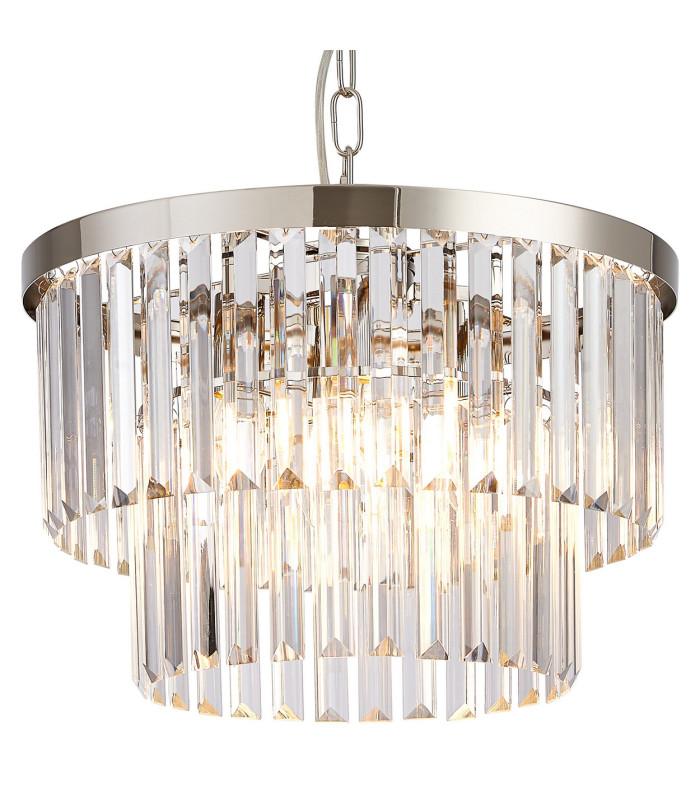 Cosette 40cm Pendant/Semi Flush 4 Light E14 Polished Nickel/Clear Crystal-7
