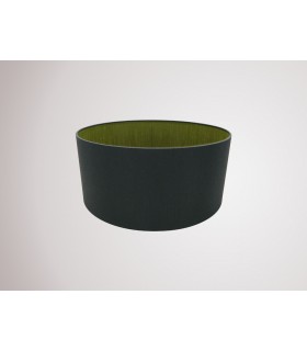 Round Cylinder, 400 x 180mm Dual Faux Silk Fabric Shade, Midnight Black, Green Olive - 2