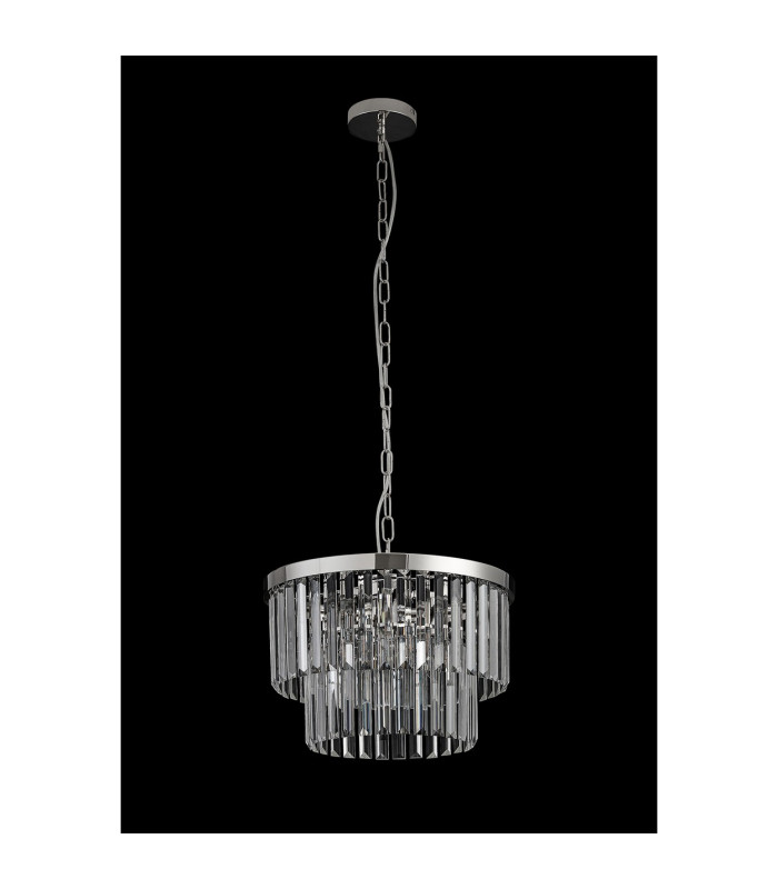 Cosette 40cm Pendant/Semi Flush 4 Light E14 Polished Nickel/Clear Crystal-9