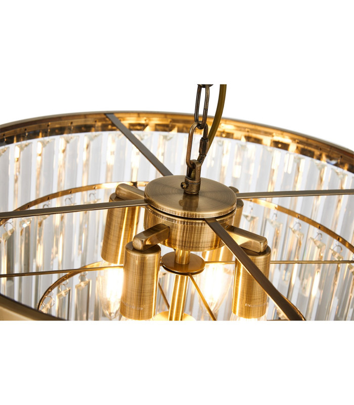 Cosette 50cm Pendant/Semi Flush 5 Light E14 Antique Brass/Clear Crystal-9