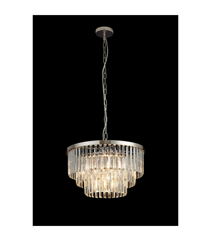Cosette 50cm Pendant/Semi Flush 5 Light E14 Polished Nickel/Clear Crystal-2