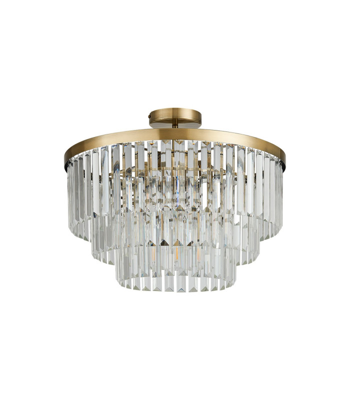 Cosette 50cm Pendant/Semi Flush 5 Light E14 Antique Brass/Clear Crystal-11