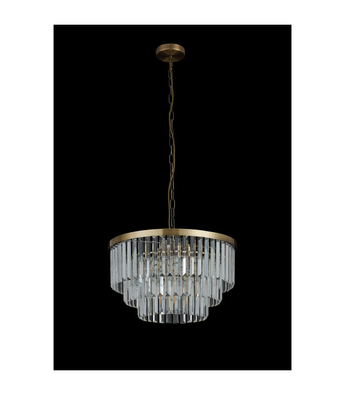 Cosette 50cm Pendant/Semi Flush 5 Light E14 Antique Brass/Clear Crystal-12