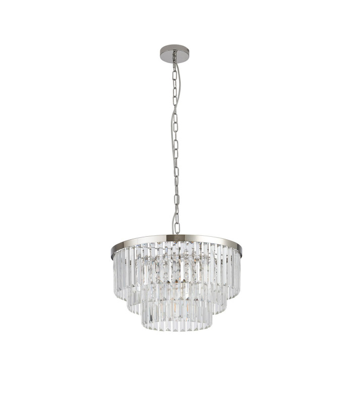 Cosette 50cm Pendant/Semi Flush 5 Light E14 Polished Nickel/Clear Crystal-4