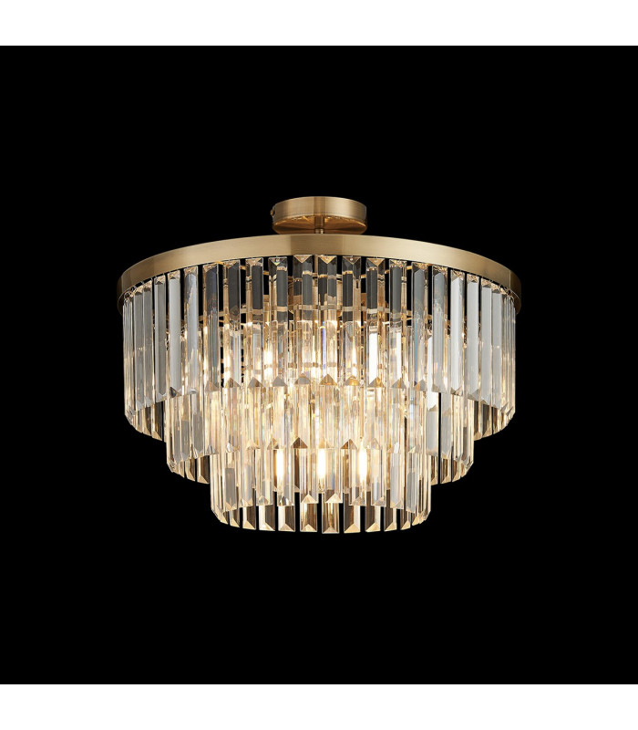 Cosette 50cm Pendant/Semi Flush 5 Light E14 Antique Brass/Clear Crystal-13