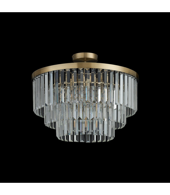 Cosette 50cm Pendant/Semi Flush 5 Light E14 Antique Brass/Clear Crystal-14