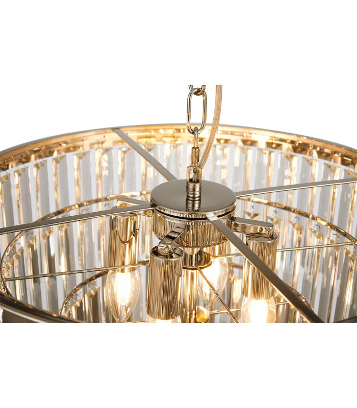 Cosette 50cm Pendant/Semi Flush 5 Light E14 Polished Nickel/Clear Crystal-6