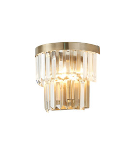 Cosette Wall Lamp 2 Light E14 Antique Brass/Clear Crystal-1