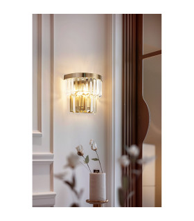Cosette Wall Lamp 2 Light E14 Antique Brass/Clear Crystal-2