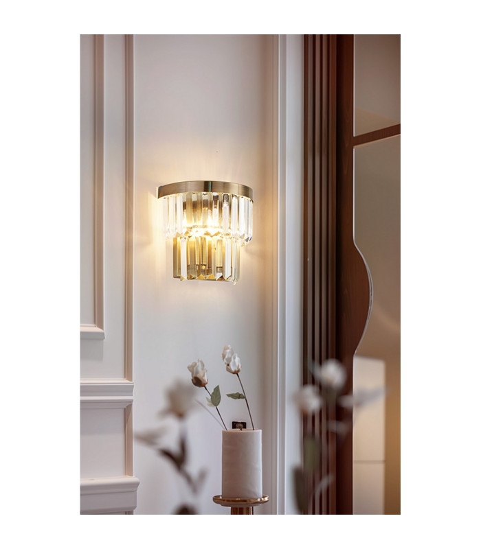 Cosette Wall Lamp 2 Light E14 Antique Brass/Clear Crystal-2