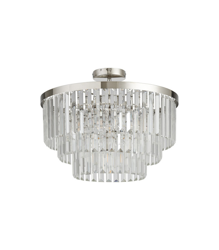 Cosette 50cm Pendant/Semi Flush 5 Light E14 Polished Nickel/Clear Crystal-10