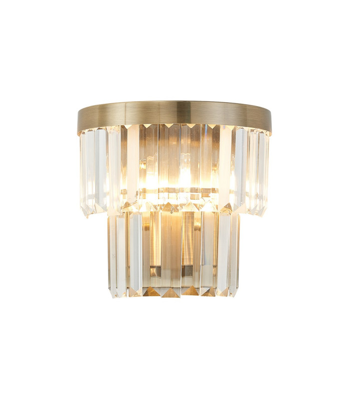 Cosette Wall Lamp 2 Light E14 Antique Brass/Clear Crystal-5
