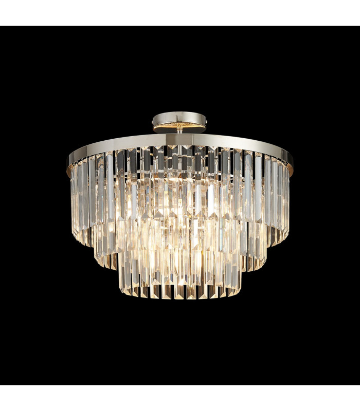 Cosette 50cm Pendant/Semi Flush 5 Light E14 Polished Nickel/Clear Crystal-12