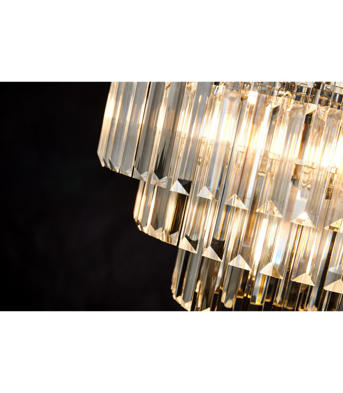 Cosette 50cm Pendant/Semi Flush 5 Light E14 Polished Nickel/Clear Crystal-14