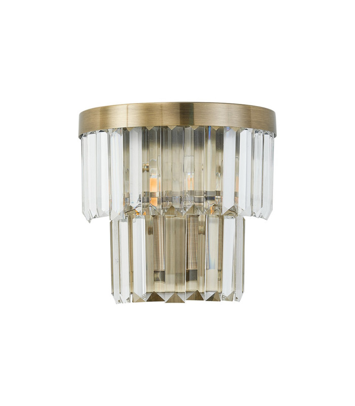 Cosette Wall Lamp 2 Light E14 Antique Brass/Clear Crystal-10