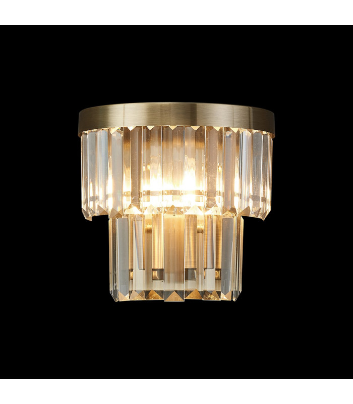 Cosette Wall Lamp 2 Light E14 Antique Brass/Clear Crystal-12