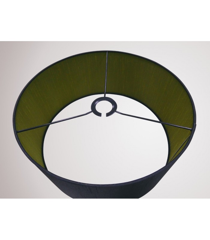 Round Cylinder, 400 x 180mm Dual Faux Silk Fabric Shade, Midnight Black, Green Olive - 8