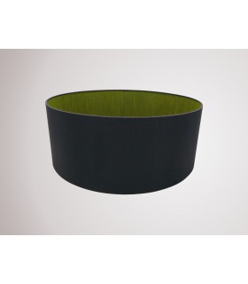 Round Cylinder, 500 x 200mm Dual Faux Silk Fabric Shade, Midnight Black, Green Olive - 2