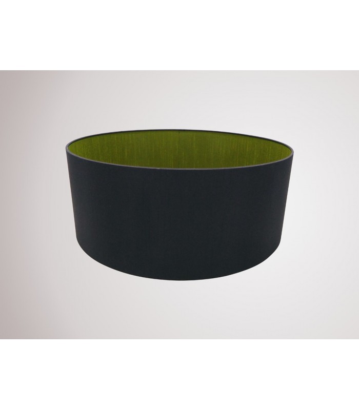Round Cylinder, 500 x 200mm Dual Faux Silk Fabric Shade, Midnight Black, Green Olive - 2