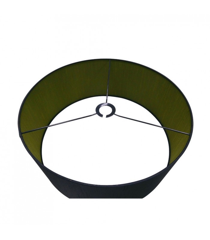 Round Cylinder, 500 x 200mm Dual Faux Silk Fabric Shade, Midnight Black, Green Olive - 7
