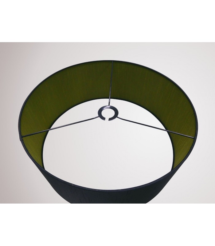 Round Cylinder, 500 x 200mm Dual Faux Silk Fabric Shade, Midnight Black, Green Olive - 11