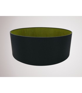 Round Cylinder, 600 x 220mm Dual Faux Silk Fabric Shade, Midnight Black, Green Olive - 2