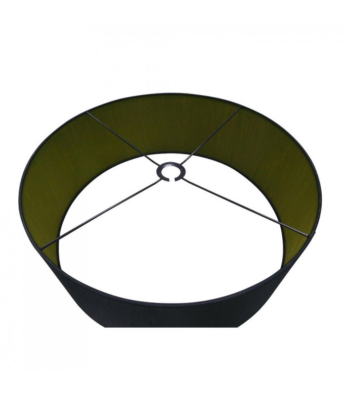Round Cylinder, 600 x 220mm Dual Faux Silk Fabric Shade, Midnight Black, Green Olive - 4