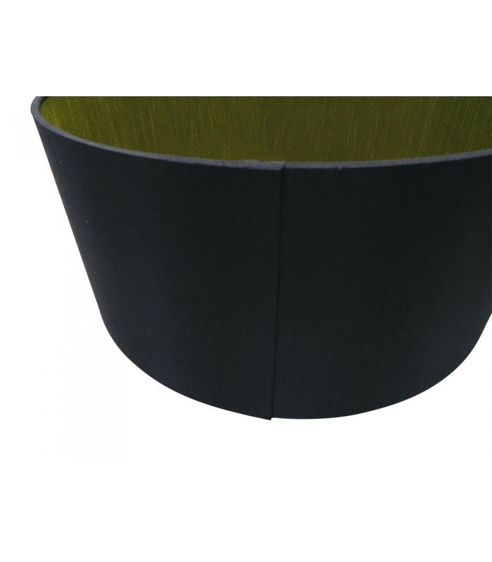 Round Cylinder, 600 x 220mm Dual Faux Silk Fabric Shade, Midnight Black, Green Olive - 5