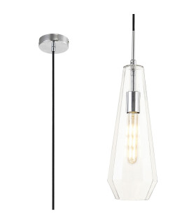 Markus 16cm Single Slim Cone Pendant Polished Chrome/Clear Glass-1