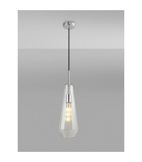 Markus 16cm Single Slim Cone Pendant Polished Chrome/Clear Glass-2