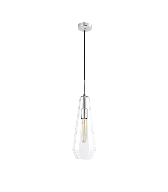 Markus 16cm Single Slim Cone Pendant Polished Chrome/Clear Glass-4