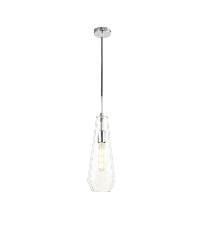 Markus 16cm Single Slim Cone Pendant Polished Chrome/Clear Glass-5