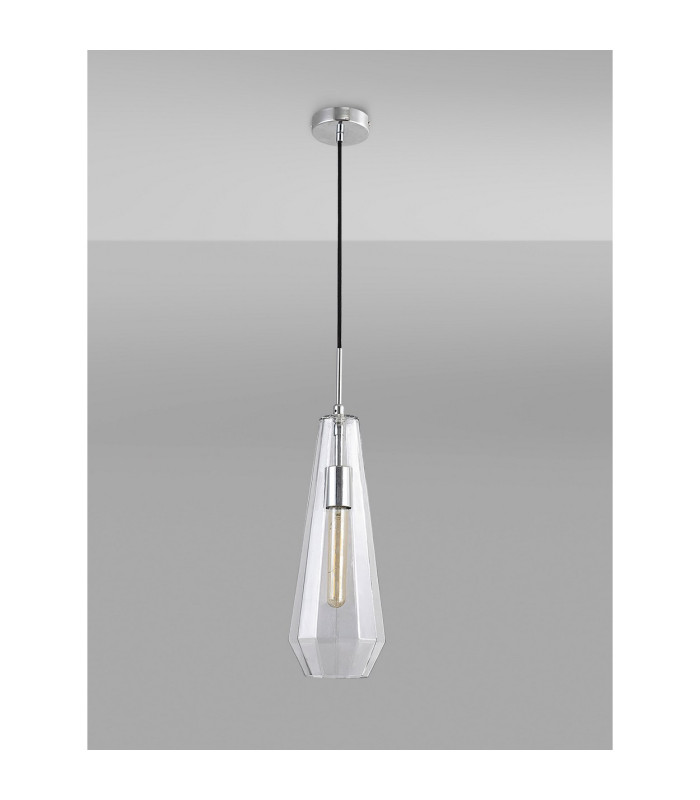 Markus 16cm Single Slim Cone Pendant Polished Chrome/Clear Glass-9
