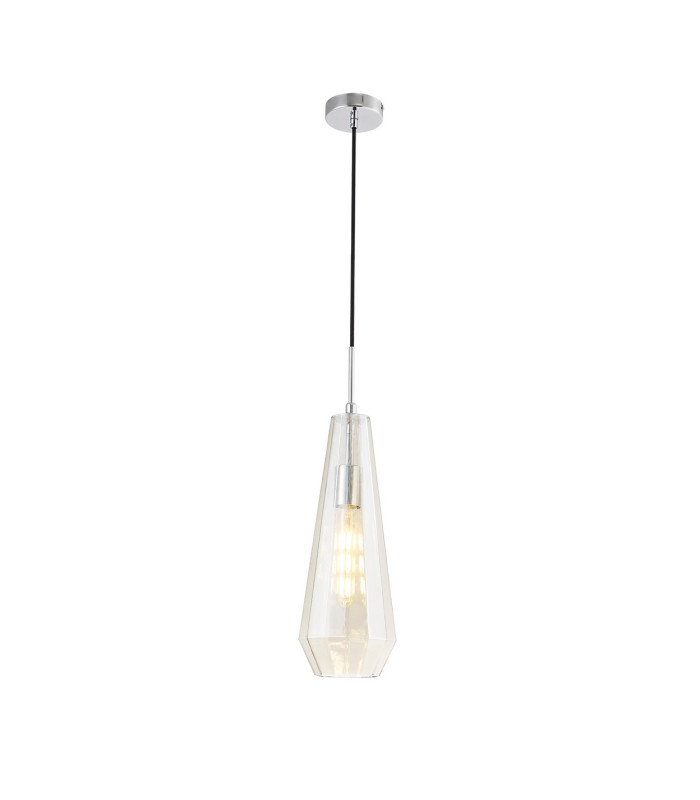 Markus 16cm Single Slim Cone Pendant Polished Chrome/Cognac Glass-5