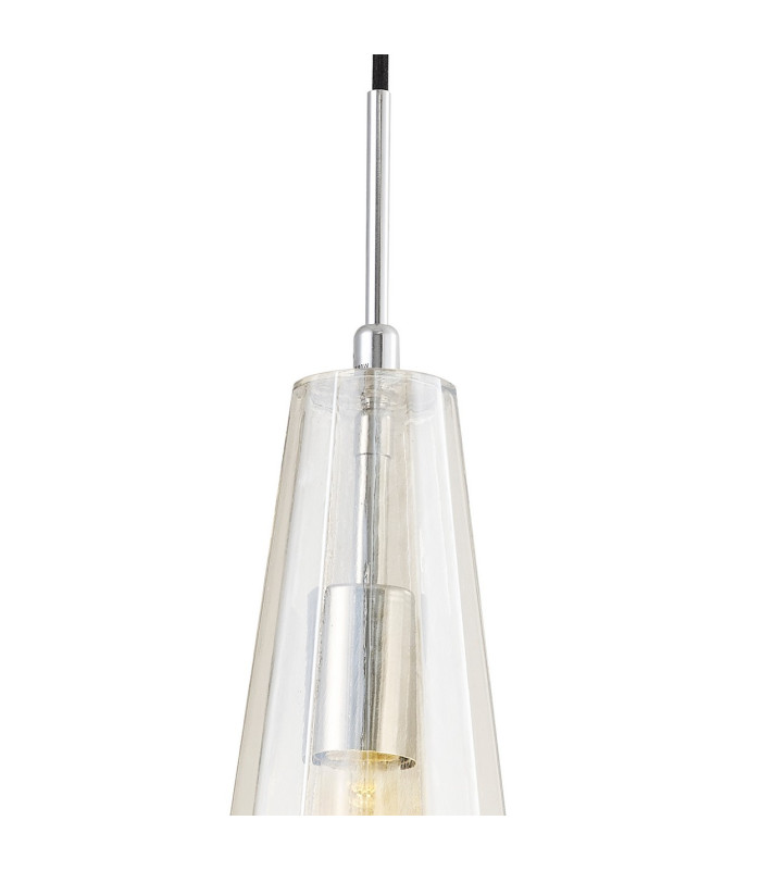 Markus 16cm Single Slim Cone Pendant Polished Chrome/Cognac Glass-6