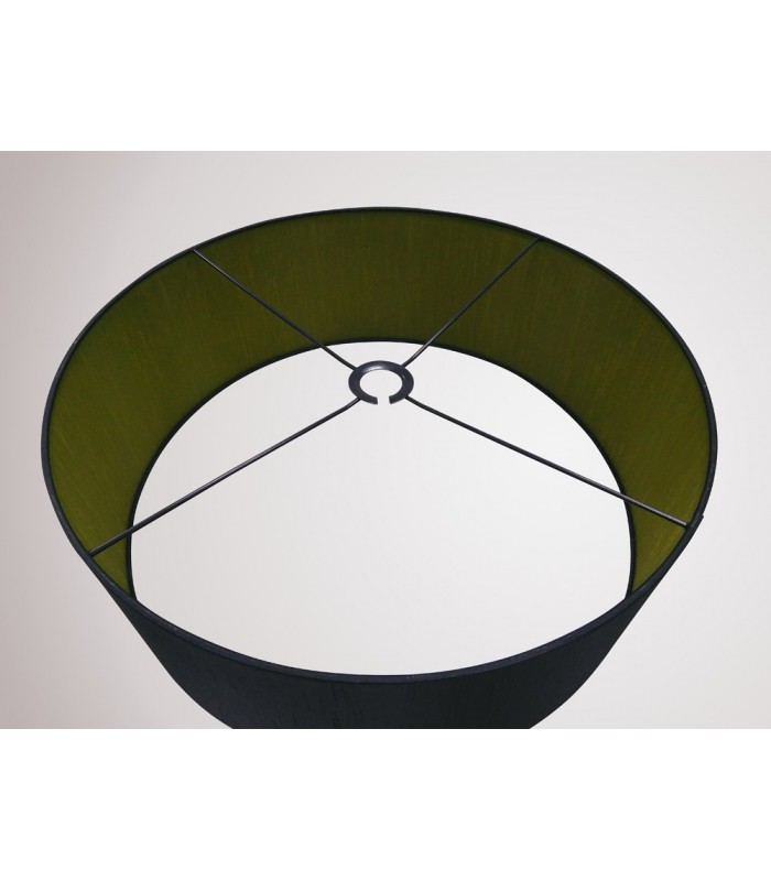 Round Cylinder, 600 x 220mm Dual Faux Silk Fabric Shade, Midnight Black, Green Olive - 8