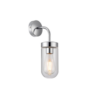 Mills Wall Lamp 1 x E27 IP44 Polished Chrome/Clear Glass 2yrs Warranty-1