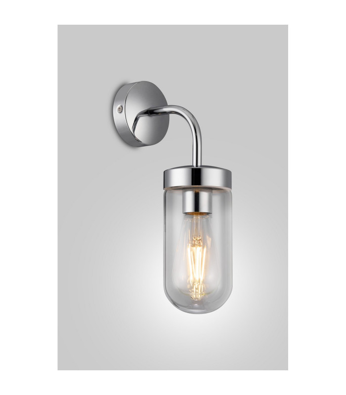Mills Wall Lamp 1 x E27 IP44 Polished Chrome/Clear Glass 2yrs Warranty-2