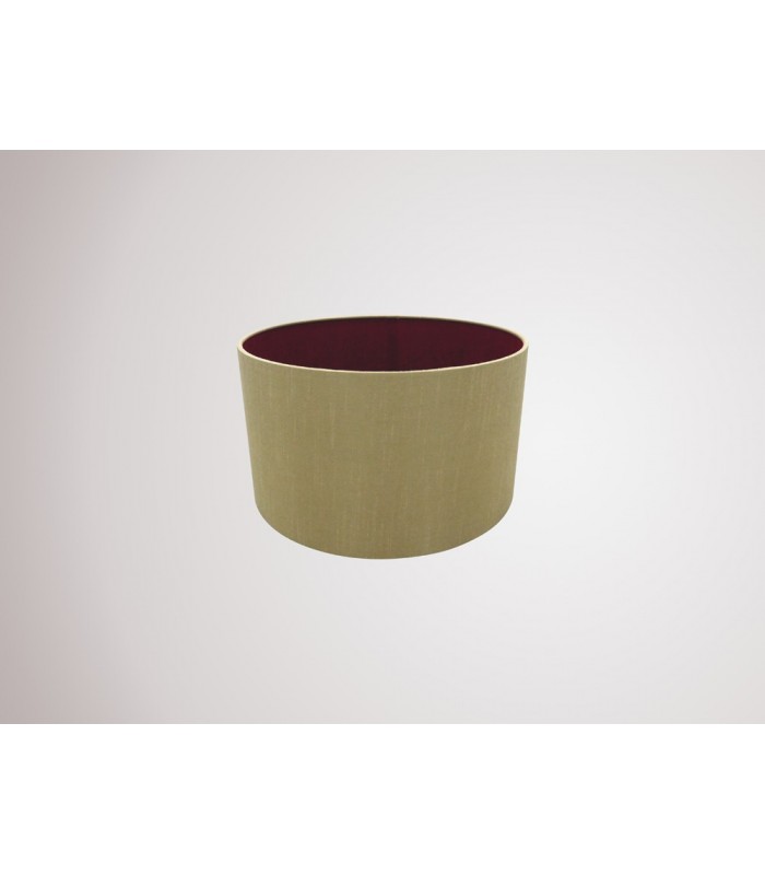 Round Cylinder, 300 x 170mm Dual Faux Silk Fabric Shade, Antique Gold, Ruby - 2