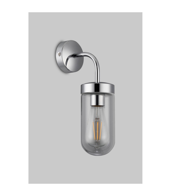 Mills Wall Lamp 1 x E27 IP44 Polished Chrome/Clear Glass 2yrs Warranty-7