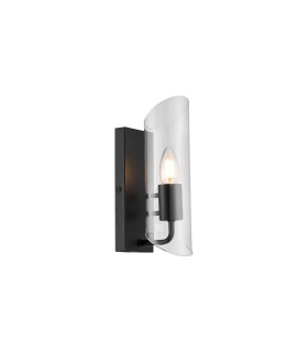 Navi Wall Lamp 1 x E14 IP44 Black/Clear Glass 2yrs Warranty-1