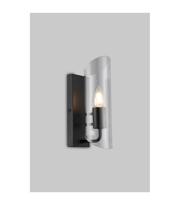 Navi Wall Lamp 1 x E14 IP44 Black/Clear Glass 2yrs Warranty-2