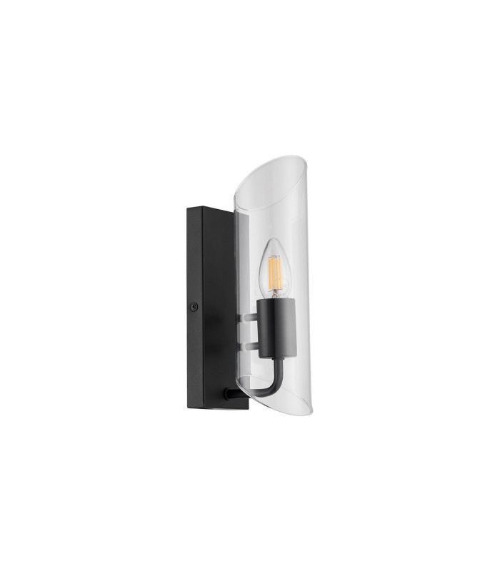 Navi Wall Lamp 1 x E14 IP44 Black/Clear Glass 2yrs Warranty-4