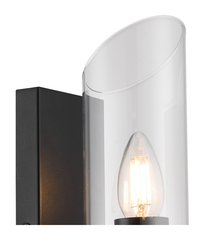 Navi Wall Lamp 1 x E14 IP44 Black/Clear Glass 2yrs Warranty-5