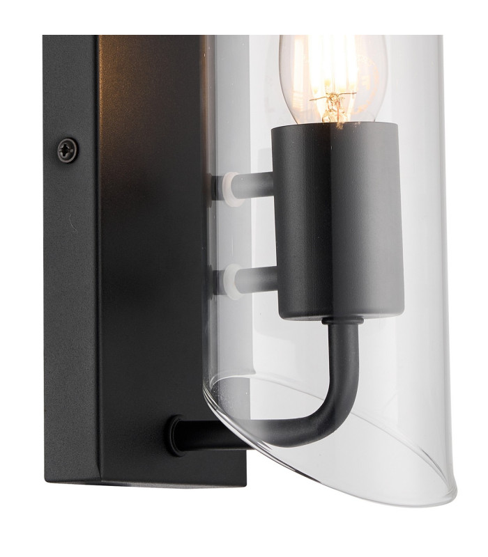 Navi Wall Lamp 1 x E14 IP44 Black/Clear Glass 2yrs Warranty-6